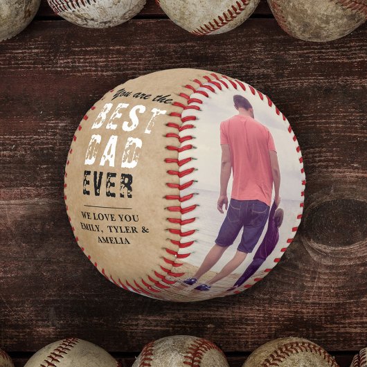 Rustikaler Best-Dad-Vatertag 2-Foto-Collage Baseball