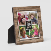 Rustikaler bester Pop je Großpa 4 FotoCollage Fotoplatte (Vorderseite)