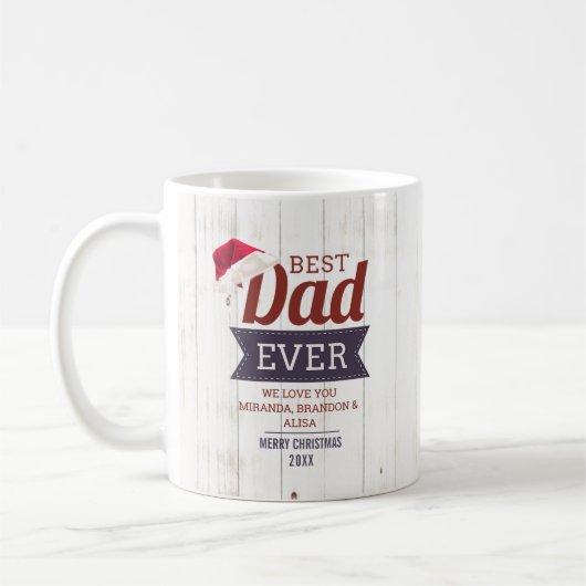 Rustikaler bester Vater je Foto Weihnachtsgeschenk Kaffeetasse (Links)