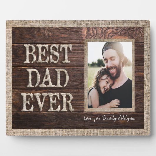 Rustikaler bester Vater je Liebe Sie Daddy Custom  Fotoplatte (Vorderseite)