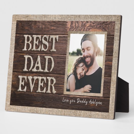 Rustikaler bester Vater je Liebe Sie Daddy Custom  Fotoplatte (Seite)