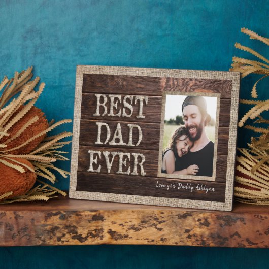 Rustikaler bester Vater je Liebe Sie Daddy Custom  Fotoplatte (Seite)
