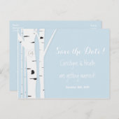 Rustikaler Birkenbaum Herz Blau Rett Datum Postkar Ankündigungspostkarte (Vorne/Hinten)