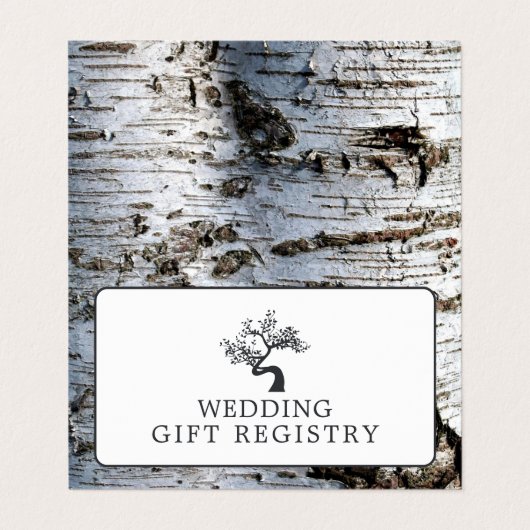 Rustikaler Birkenbaum mit Foto-Geschenkgutschein Visitenkarten (Außenseite Aufgefaltet)