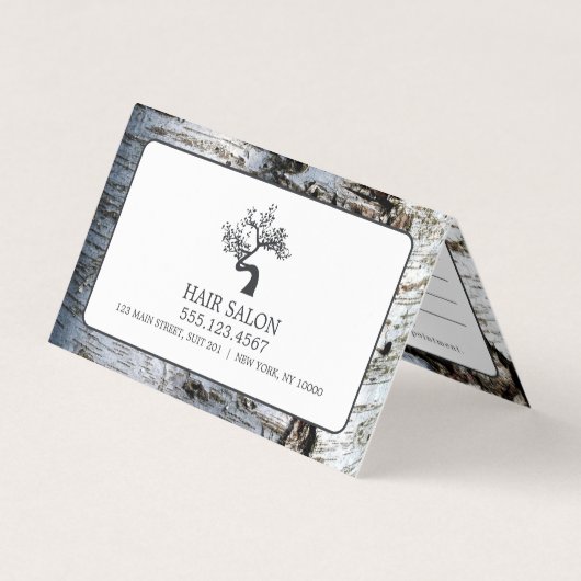 Rustikaler Birkenbaum, Terminierungskarte Visitenkarten (Vorderseite)