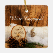 Rustikaler Birkenbaum und Verlobung des Barnholzes Keramikornament (Vorderseite)