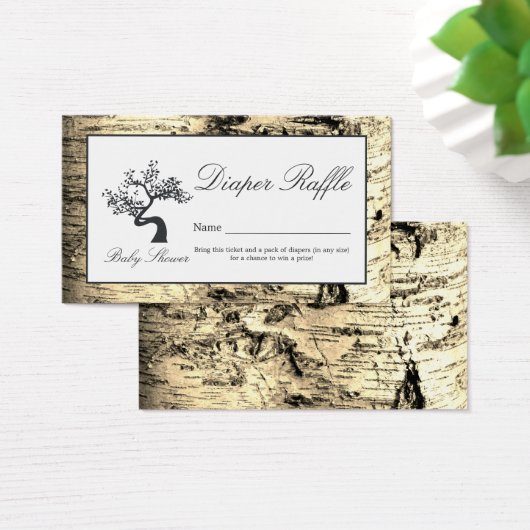 Rustikaler Birkenbaum, Windeln-Raffle-Ticket (Schreibtisch)