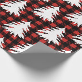 Rustikaler Black Buffalo Karo Karierte weiße Bäume Geschenkpapier (Ecke)