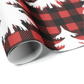 Rustikaler Black Buffalo Karo Karierte weiße Bäume Geschenkpapier (Rolleneckpunkt)