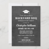 Rustikaler Black Chalkboard Backyard GRILLEN Absch Einladung (Vorderseite)