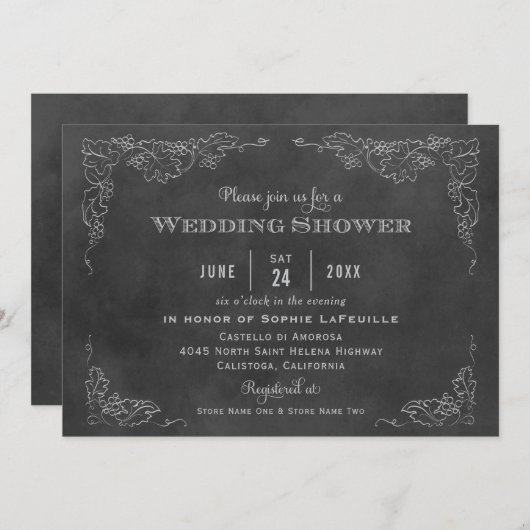 Rustikaler Black Chalkboard Polterabend Einladung (Vorne/Hinten)