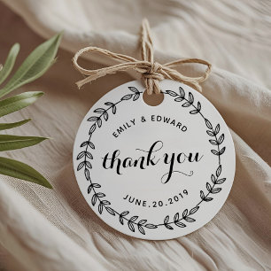 Rustikaler Blätterkranz Hochzeit Danke Geschenkanhänger