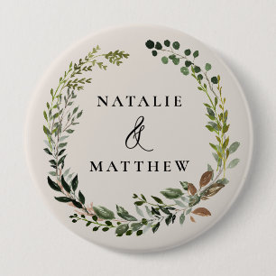 Rustikaler Blattkranz Herbst Winter Hochzeit Feier Button