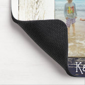 Rustikaler blau-weißer Strandholz-Fotorahmen Mousepad (Ecke)