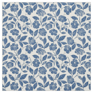 Rustikaler Blaublumen-Botanik-Bold-Retro-Blumensto Stoff