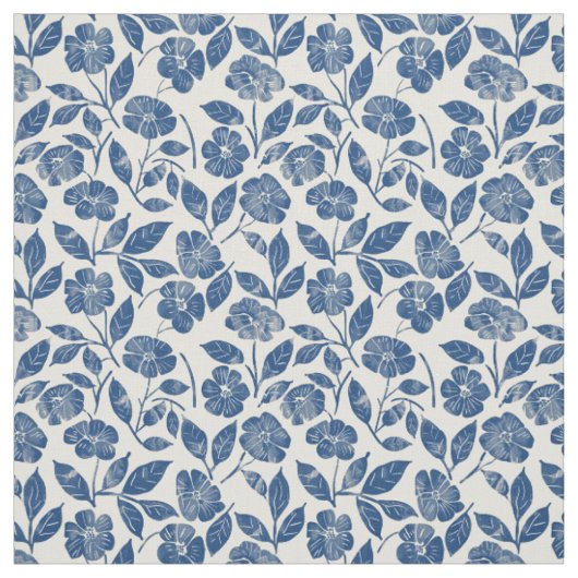 Rustikaler Blaublumen-Botanik-Bold-Retro-Blumensto Stoff (Muster)