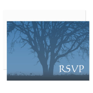Rustikaler Blauer Baum des Lebens Bar Mitzvah UAWG RSVP Karte