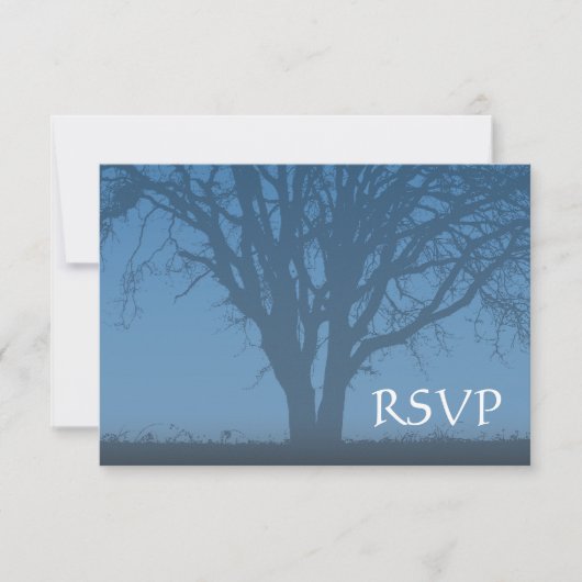 Rustikaler Blauer Baum des Lebens Bar Mitzvah UAWG RSVP Karte (Vorderseite)