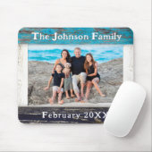 Rustikaler blauer Holzrahmen Familienname Foto Mousepad (Mit Mouse)