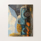 Rustikaler Blauer LKW mit Pumpkins und Sonnenblume Puzzle (Vertikal)
