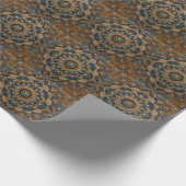 Rustikaler blauer Mandala-Stein-Getränkeuntersetze Geschenkpapier (Ecke)