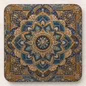 Rustikaler blauer Mandala-Stein-Getränkeuntersetze Getränkeuntersetzer (Vorderseite)