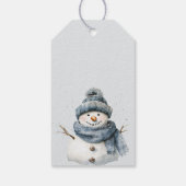 Rustikaler blauer Schneemann Weihnachten Geschenkanhänger (Rückseite)