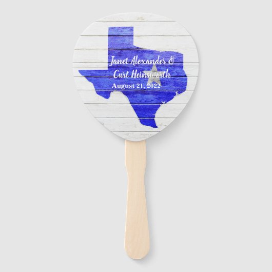 Rustikaler blauer Texas-Hochzeits-Programm-Fächer Fächer (Rückseite)
