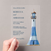 Rustikaler blauer Wasserfarben-Leuchtturm maritime Acryleinladungen (Insitu (Handheld))