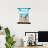 Rustikaler blauer weißer Strand Holz Text Bilderra Poster (Heimbüro)