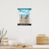 Rustikaler blauer weißer Strand Holz Text Bilderra Poster (Küche)