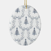 Rustikaler Blauer Winterwald Skandinavien Weihnach Keramik Ornament (Rechts)