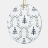 Rustikaler Blauer Winterwald Skandinavien Weihnach Keramik Ornament (Links)