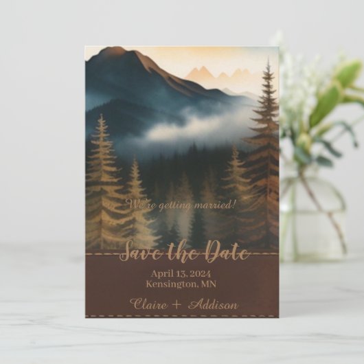 Rustikaler Blick auf die Wasserfarben Save The Date (Stehend Vorderseite)