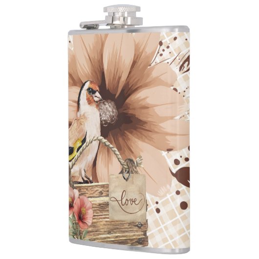 Rustikaler Blossom Bird Nook Flachmann (Links)