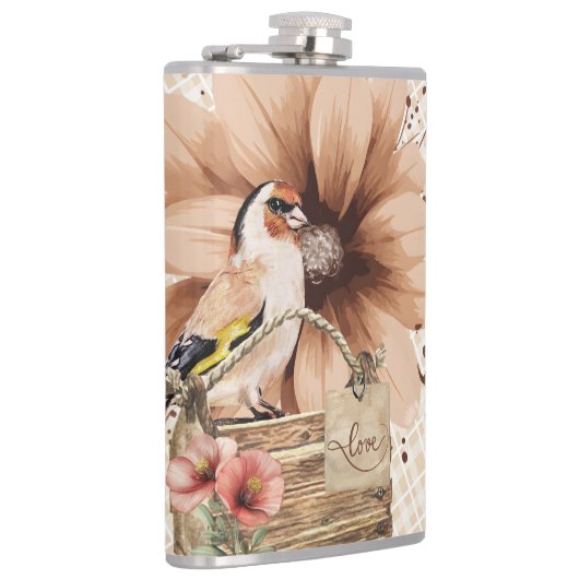 Rustikaler Blossom Bird Nook Flachmann (Rechts)