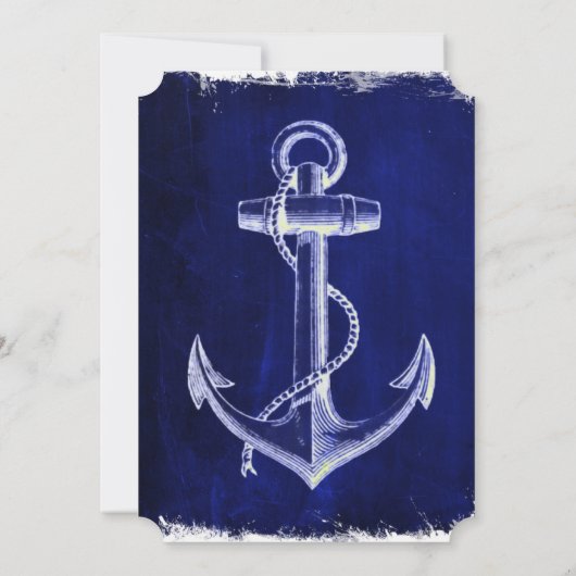 rustikaler Blue Anker Seeheirat Einladung (Rückseite)