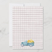 Rustikaler Blue Brown Fall Pumpkin Truck 1. Geburt Einladung (Rückseite)