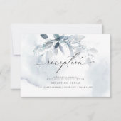 Rustikaler Blue Foliage Watercolor-Empfang Einladung (Vorderseite)