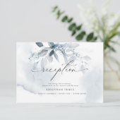 Rustikaler Blue Foliage Watercolor-Empfang Einladung (Stehend Vorderseite)