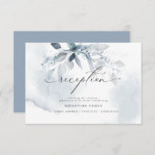 Rustikaler Blue Foliage Watercolor-Empfang Einladung (Vorne/Hinten)