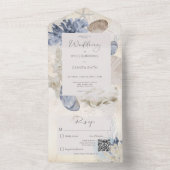 Rustikaler Blue Ocean Beach Cream QR Code All In One Einladung (Innen Boden)
