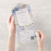 Rustikaler Blue Ocean Beach QR Code All In One Einladung (Abreißen)