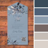 Rustikaler Blue Winter Foliage QR Code All In One Einladung
