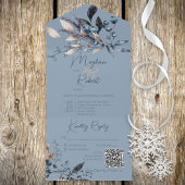 Rustikaler Blue Winter Foliage QR Code All In One Einladung
