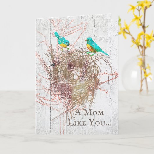 Rustikaler Bluebird Nest Mother Day Karte (Gelbe Blume)