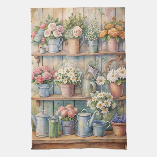 Rustikaler Blume Markt - Vintager Kernbereich Geschirrtuch (Vertikal)