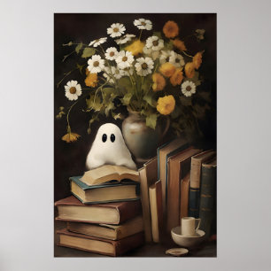 Rustikaler Blumen-Geisterbuch-Druck, Halloween Poster