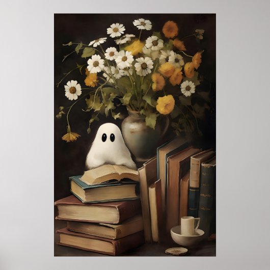 Rustikaler Blumen-Geisterbuch-Druck, Halloween Poster (Vorne)