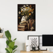 Rustikaler Blumen-Geisterbuch-Druck, Halloween Poster (Heimbüro)